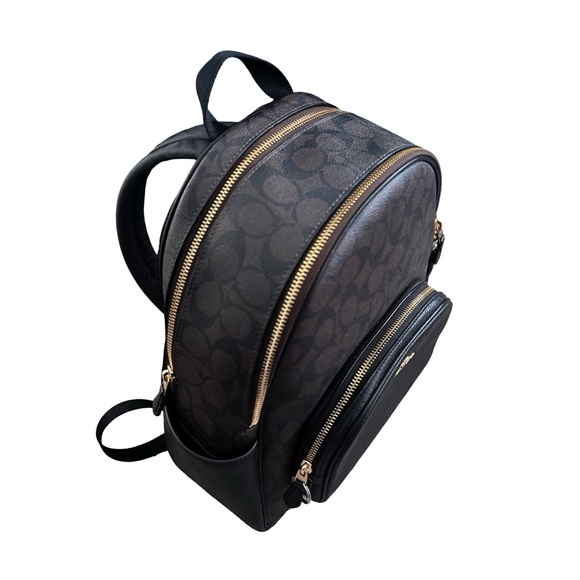 Coach Court Backpack in Black snd Brown signature canvas - Picture 5 of 11